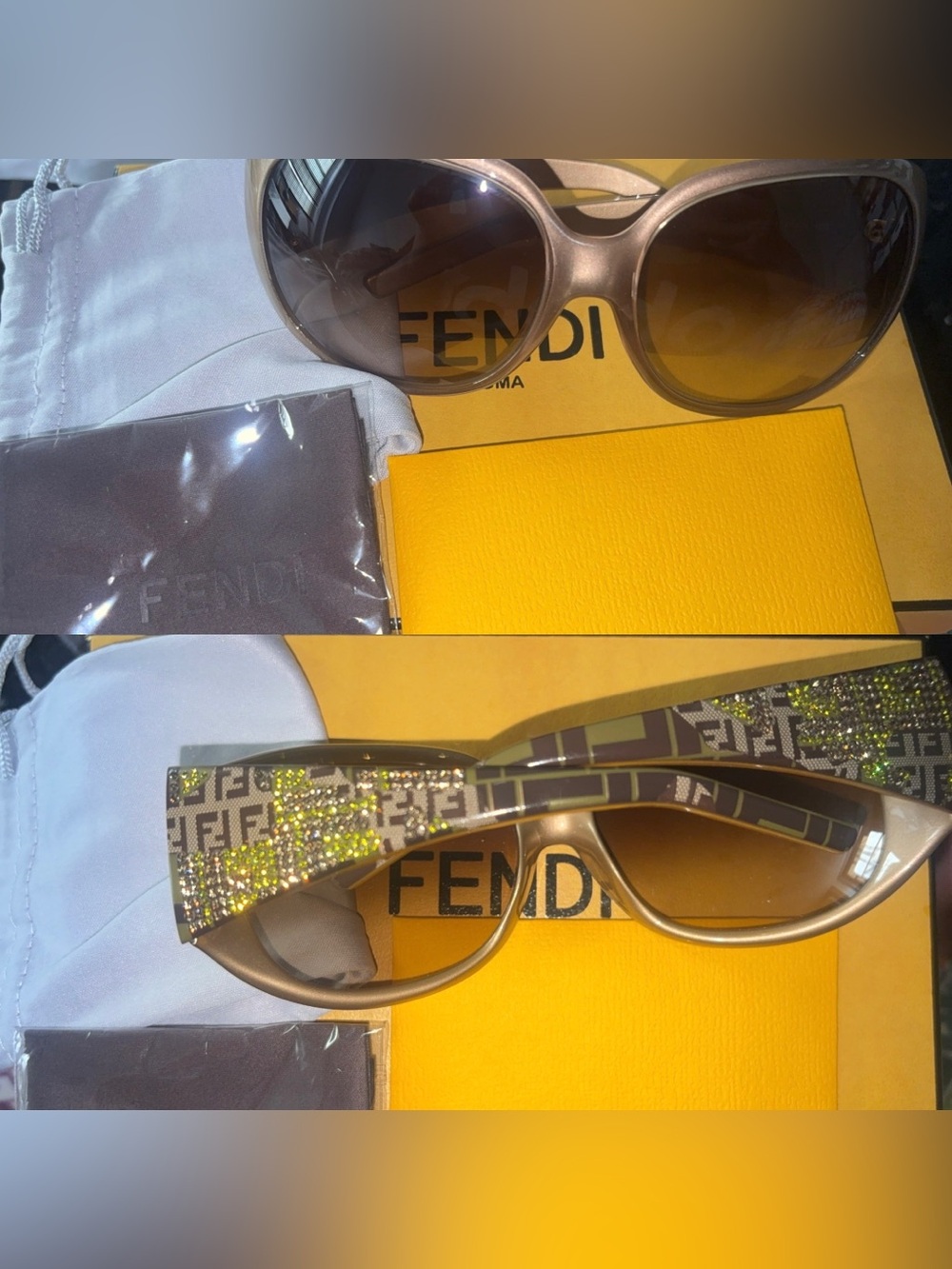 Never used Fendi Limited Edition FF-Logo Crystal Sunglasses (No box)